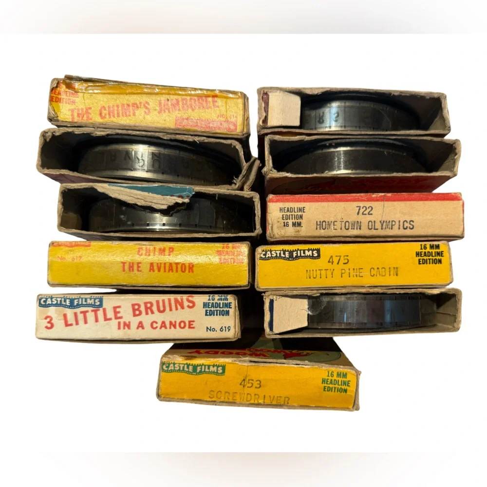 Castle Films Set of 11 Vintage Cartoon 16mm Film Reels Good Condition for Age